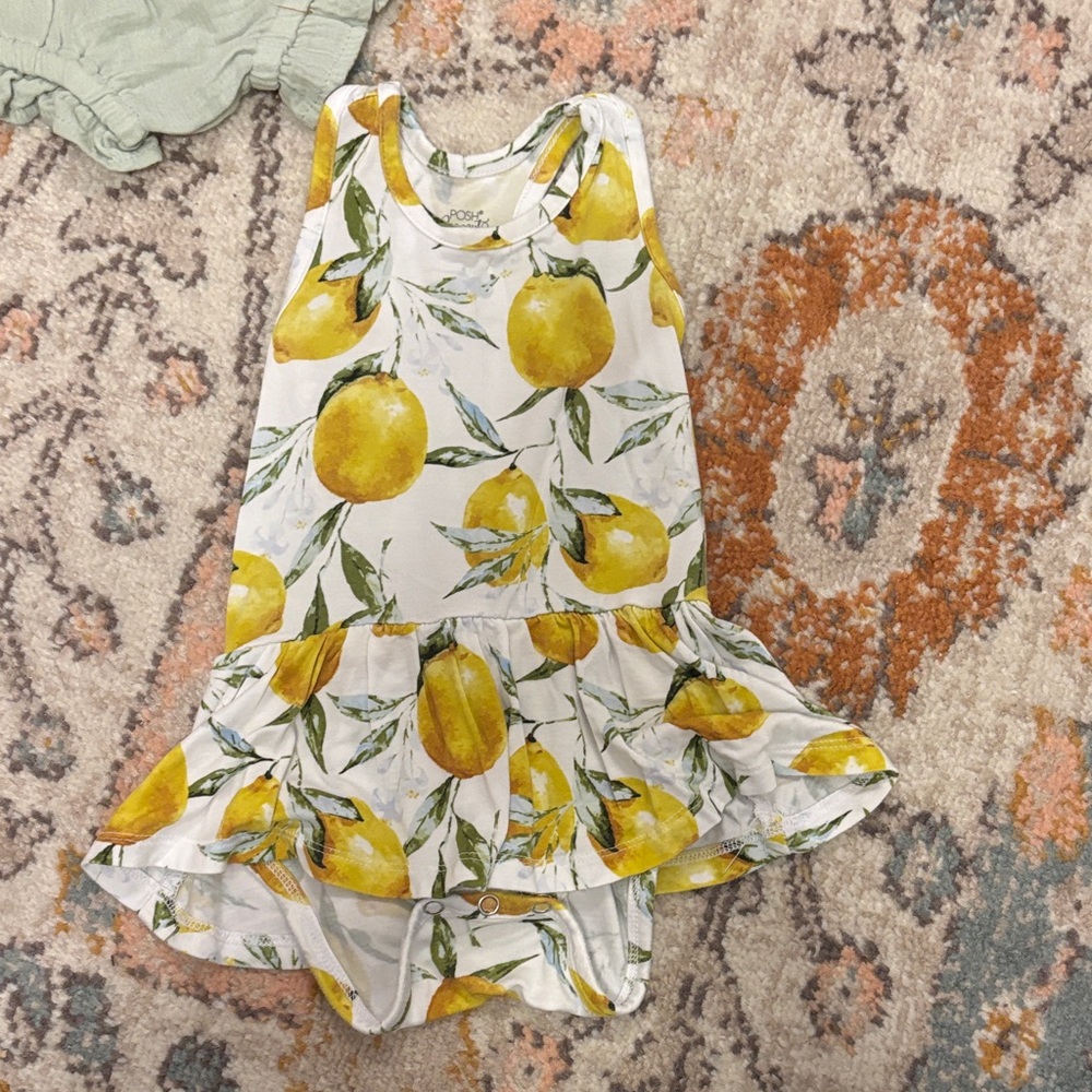 Lemon Print Baby Dress- Posh Peanut